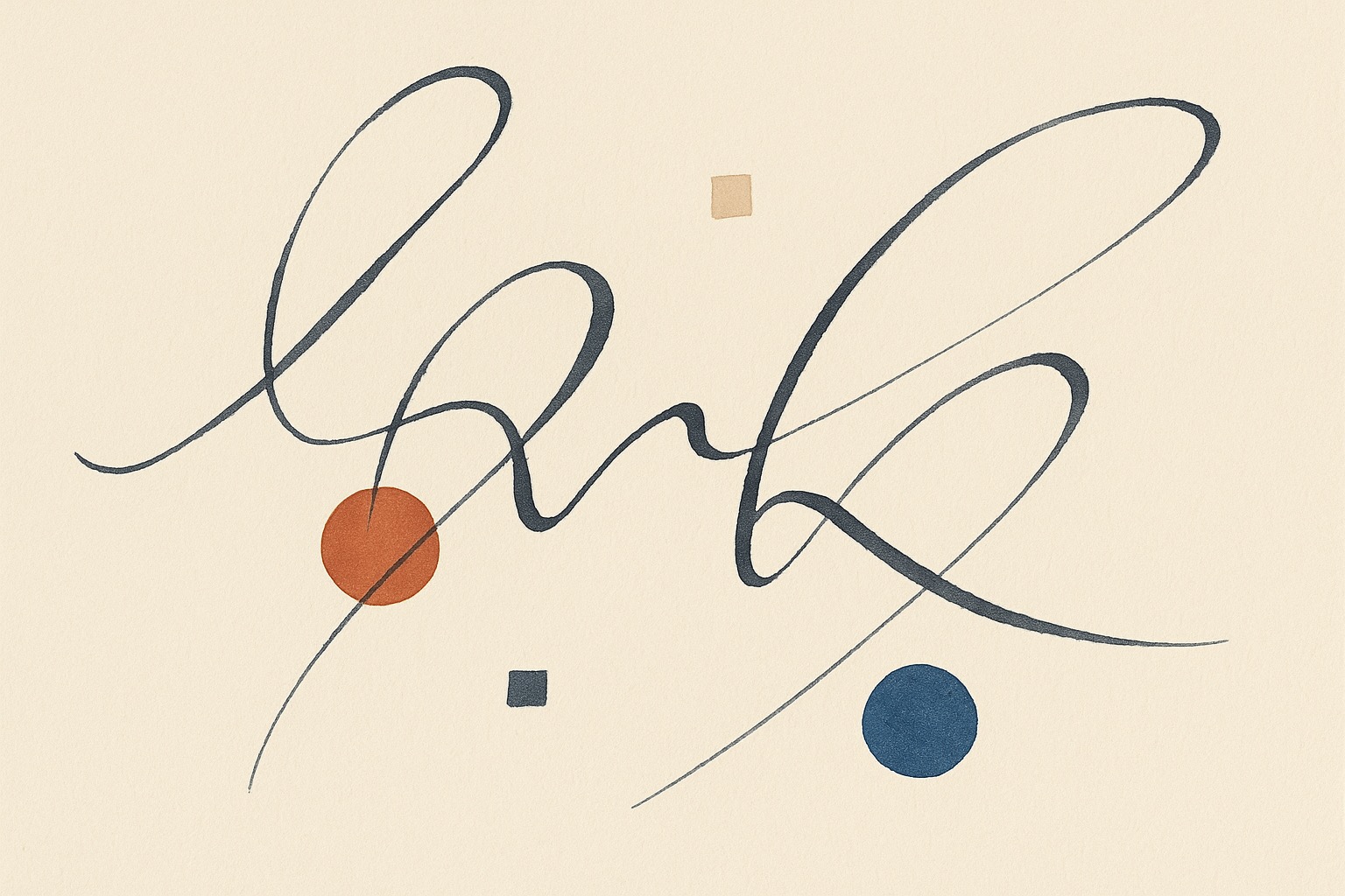Abstract editorial artwork of flowing ink lines on warm paper